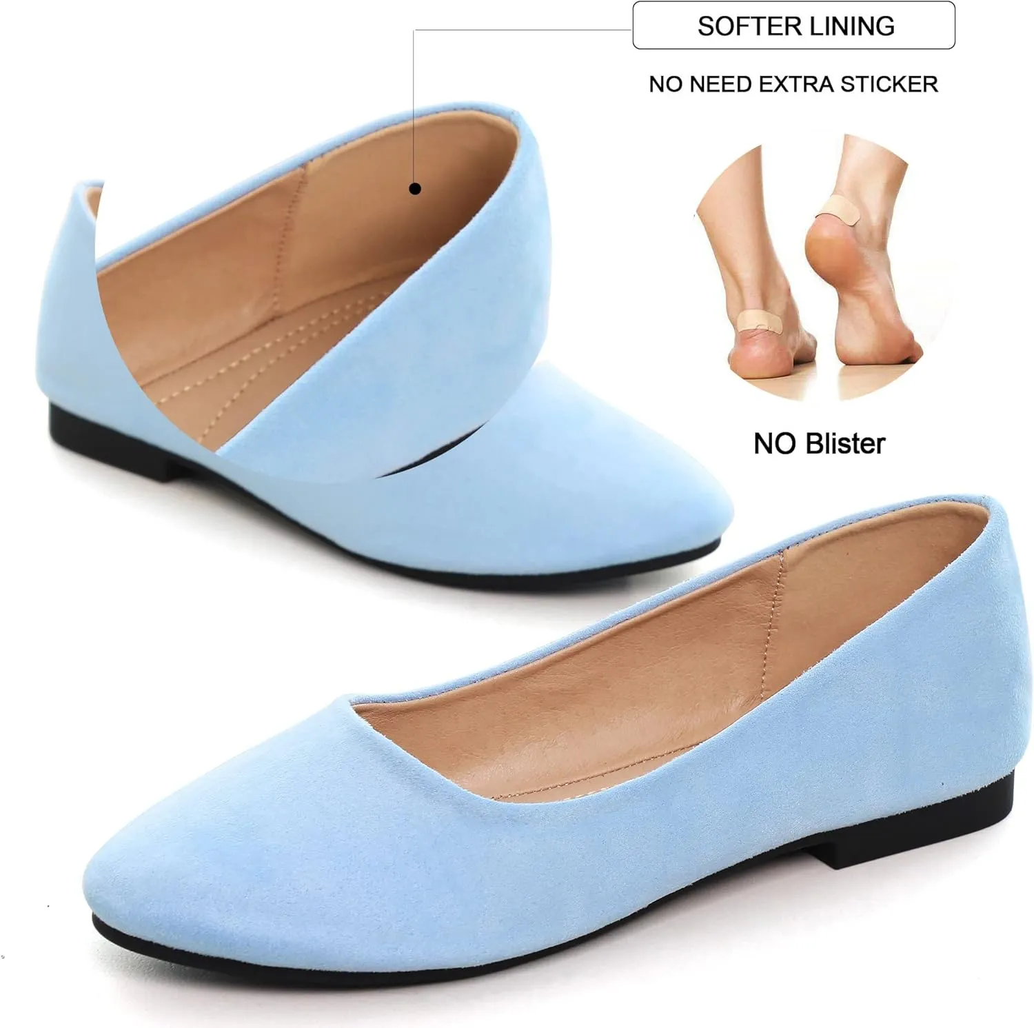 SAILING LU Pointy Toe Shoes Women Ballet Flats Comfort Solid Flat Shoes for Women Work Slip On Moccasins