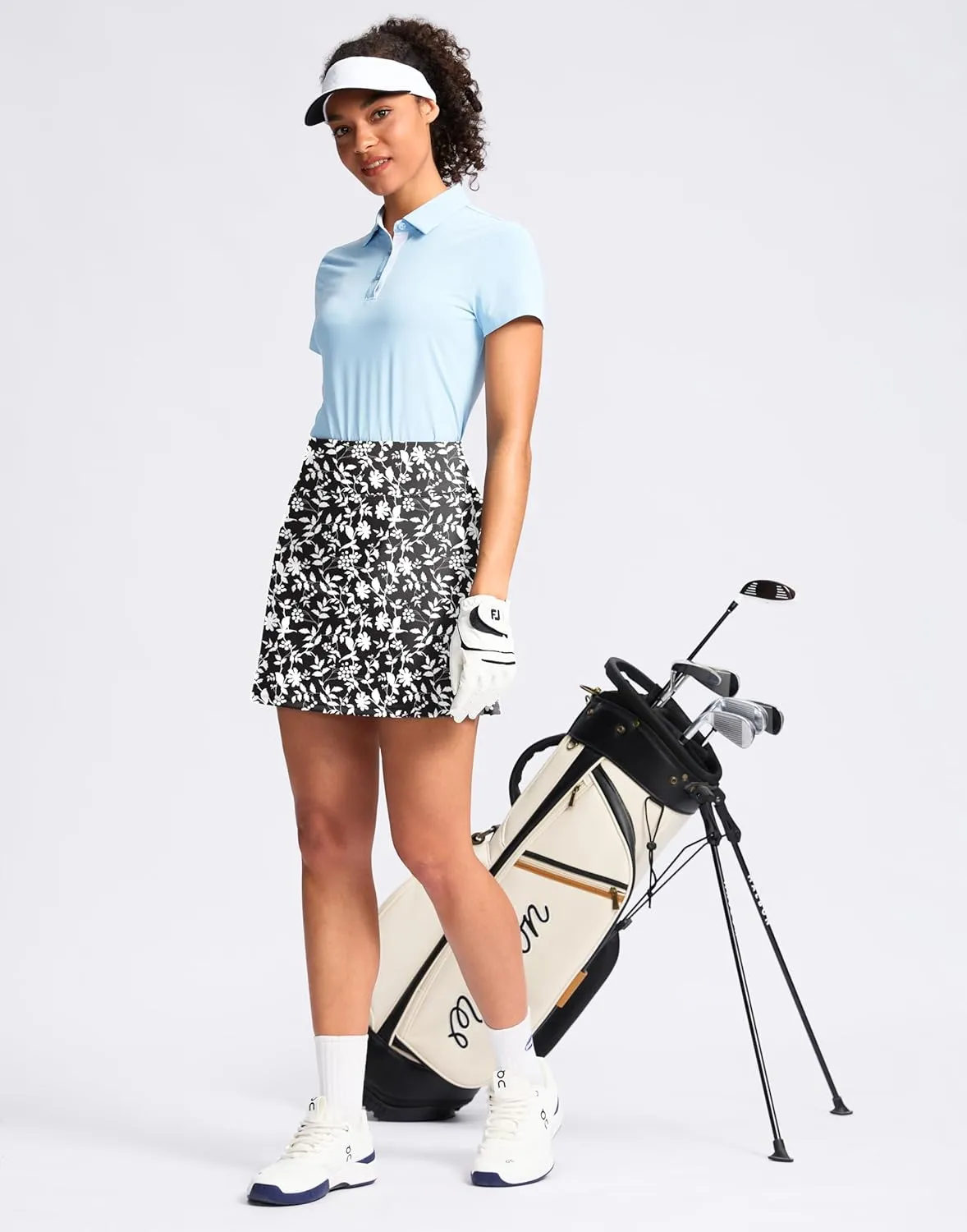 SANTINY 16" Skorts for Women with 2 Pockets High Waisted A Line Pickleball Golf Skort Casual Athletic Tennis Skirt