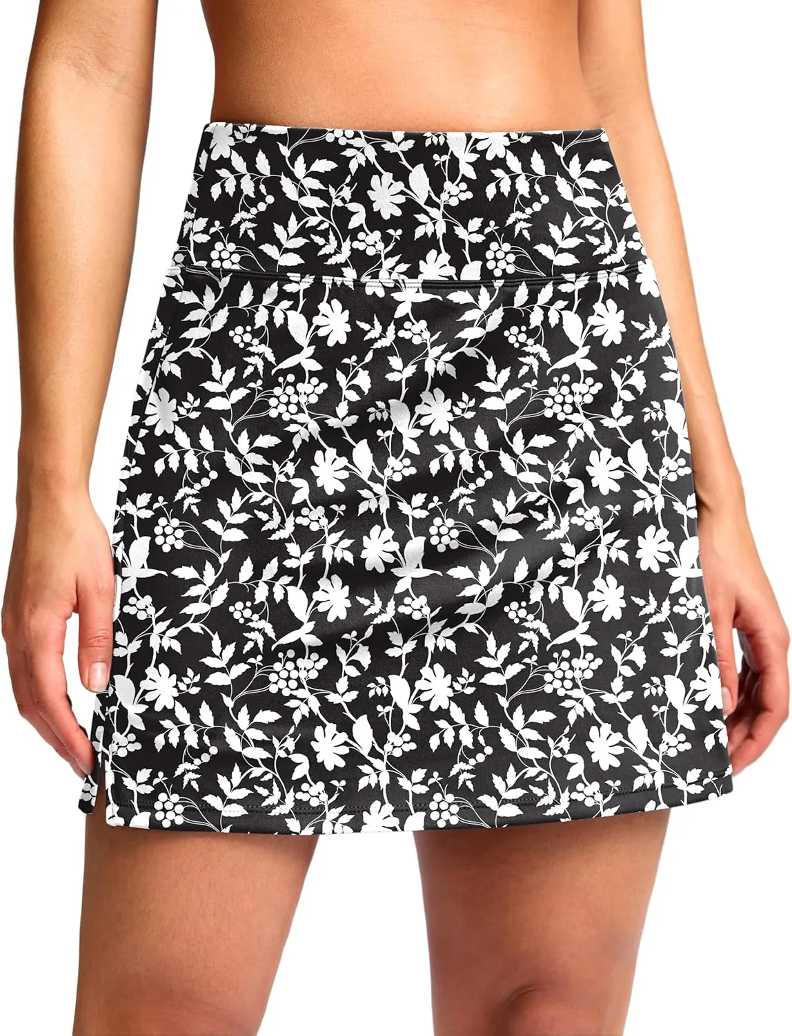 SANTINY 16" Skorts for Women with 2 Pockets High Waisted A Line Pickleball Golf Skort Casual Athletic Tennis Skirt