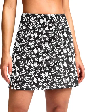 SANTINY 16" Skorts for Women with 2 Pockets High Waisted A Line Pickleball Golf Skort Casual Athletic Tennis Skirt