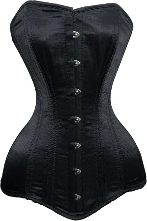 Satin Overbust Corset Top for Women – Steel Boned Cincher Lingerie, Push Up Bustier, Plus Size Shapewear