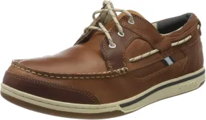 Sebago Triton Three Eyelets FGL Boat Shoes - Waxed Leather Moccasins with Breathable Mesh Lining, Comfy EVA Insole, and Strobel-Attached Rubber Outsole