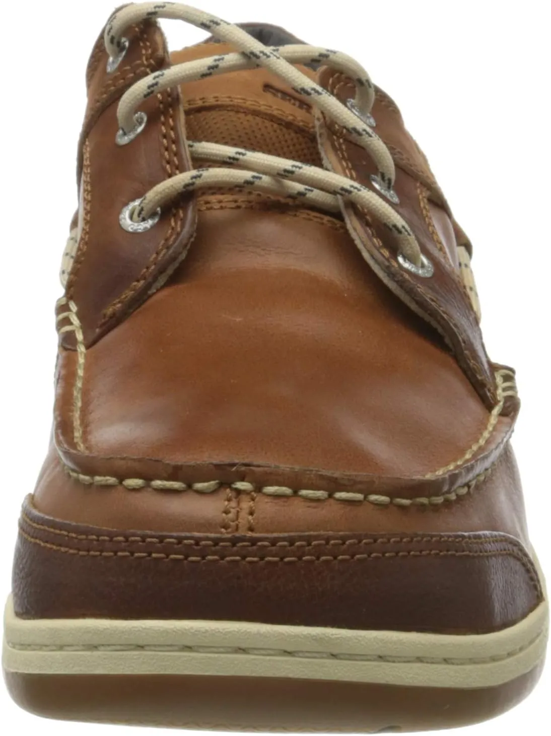 Sebago Triton Three Eyelets FGL Boat Shoes - Waxed Leather Moccasins with Breathable Mesh Lining, Comfy EVA Insole, and Strobel-Attached Rubber Outsole