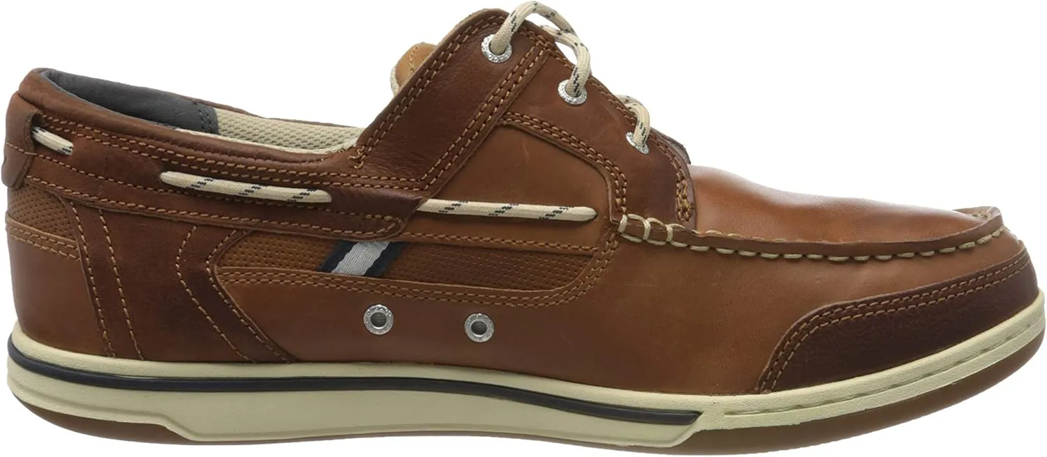 Sebago Triton Three Eyelets FGL Boat Shoes - Waxed Leather Moccasins with Breathable Mesh Lining, Comfy EVA Insole, and Strobel-Attached Rubber Outsole