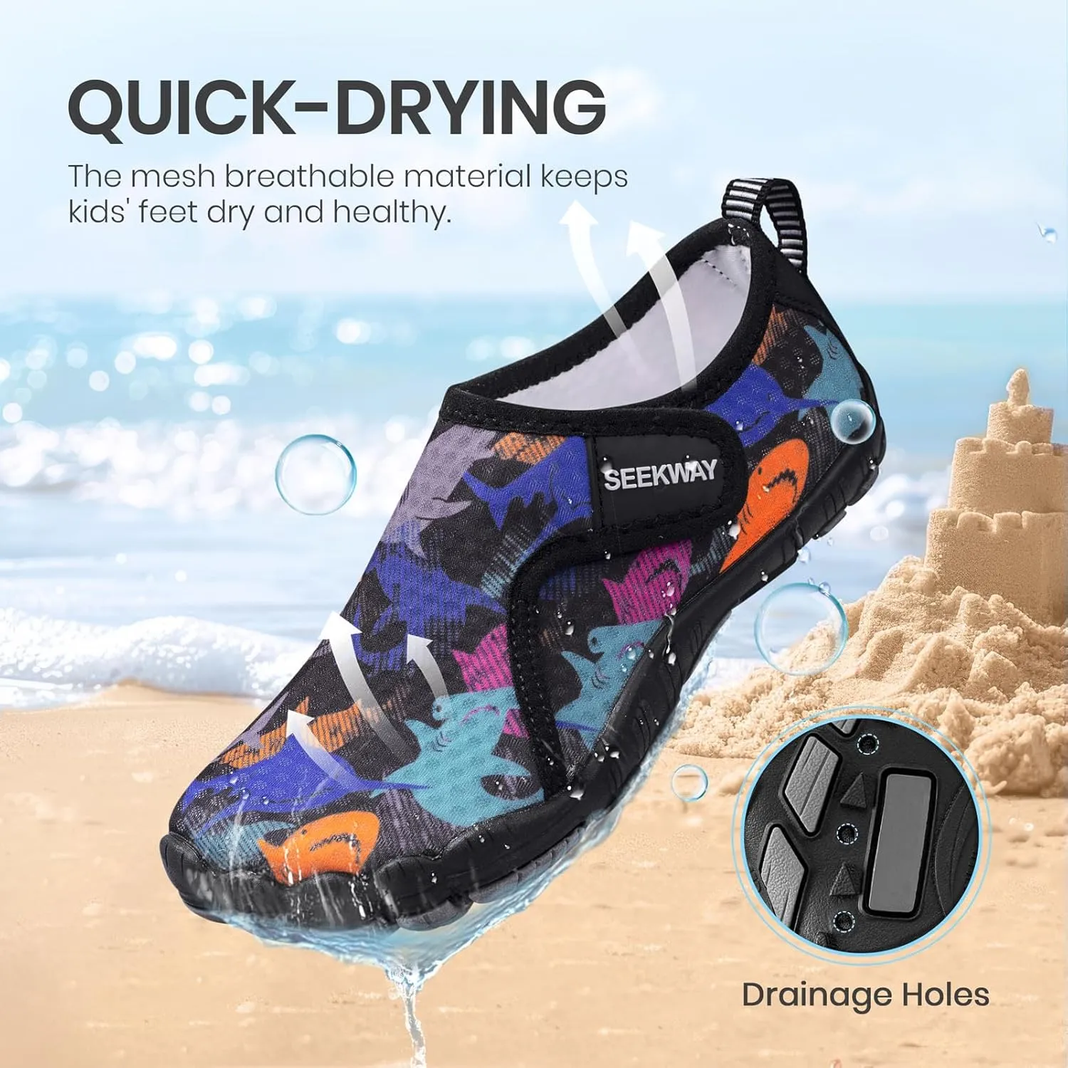 SEEKWAY Barefoot Water Shoes for Kids - Wide Toe Box and Quick-Dry Sand Shoes Toddler for Hiking Swim Beach Pool Kayak Sport Accessories, Camping Essentials Non-Slip for Boys Girls Sizes