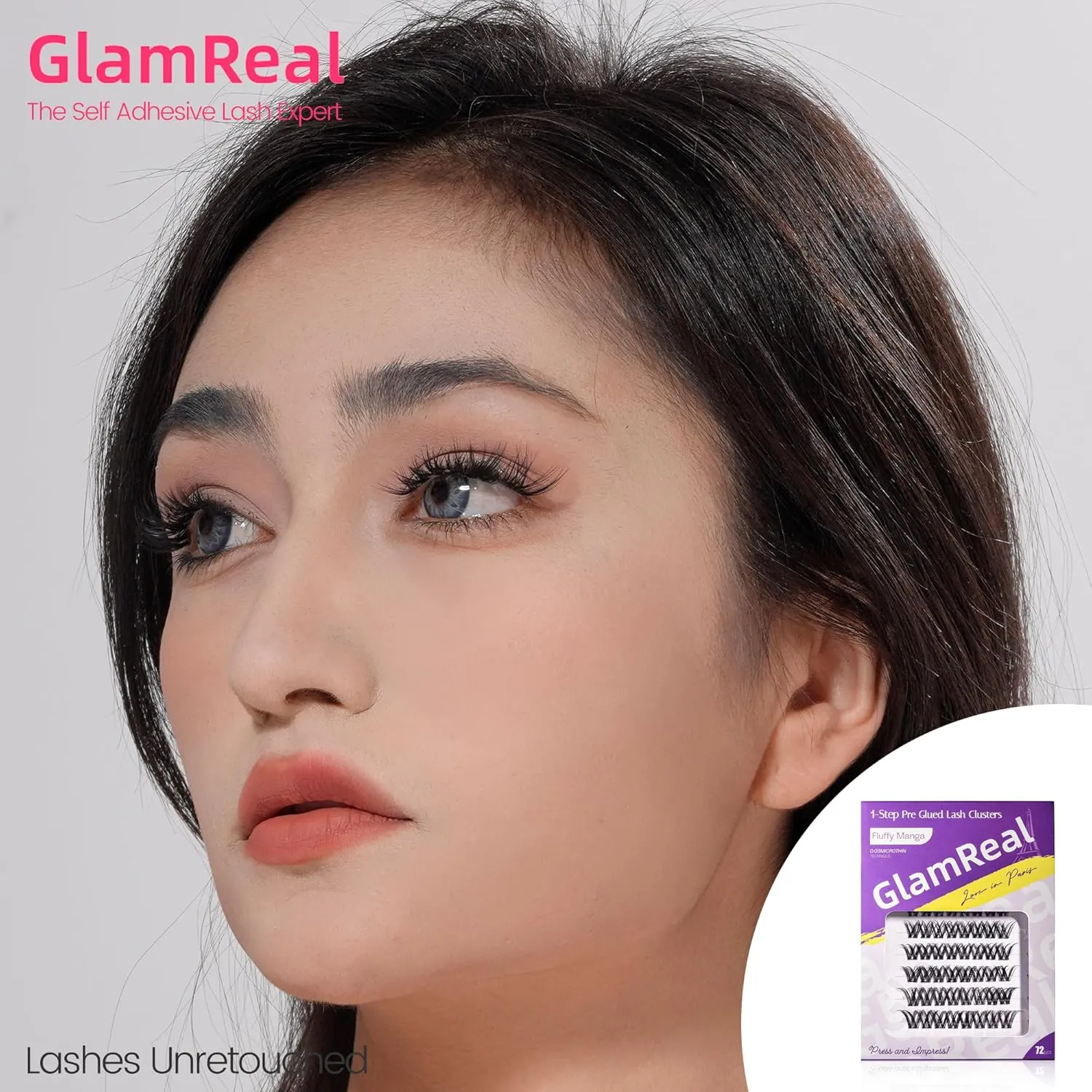 Self Adhesive Glueless Lash Clusters Manga&Cateye Style Press-On Lashes No Glue Needed Eyelashes Extensions with 0 Burden Feel (Classic Manga)