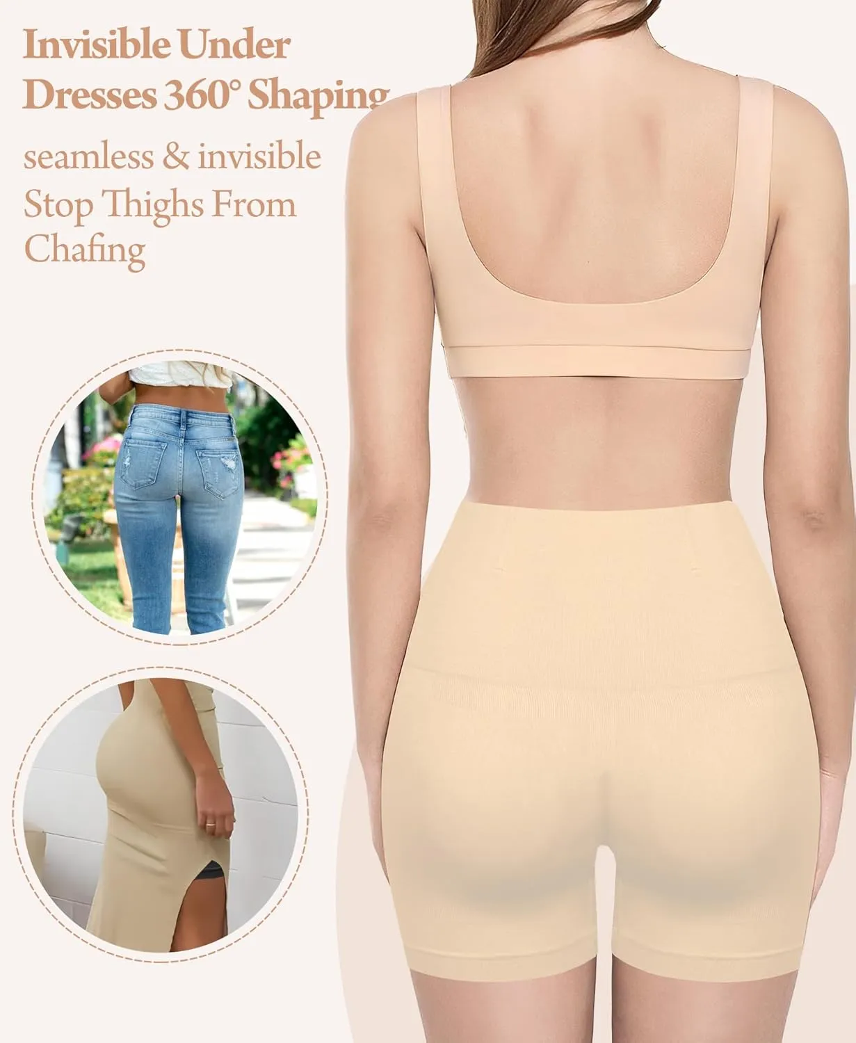Shapewear Tummy Control Slip Shorts for Under Dress, Women's Boyshorts Underwear Seamless Anti Chafing