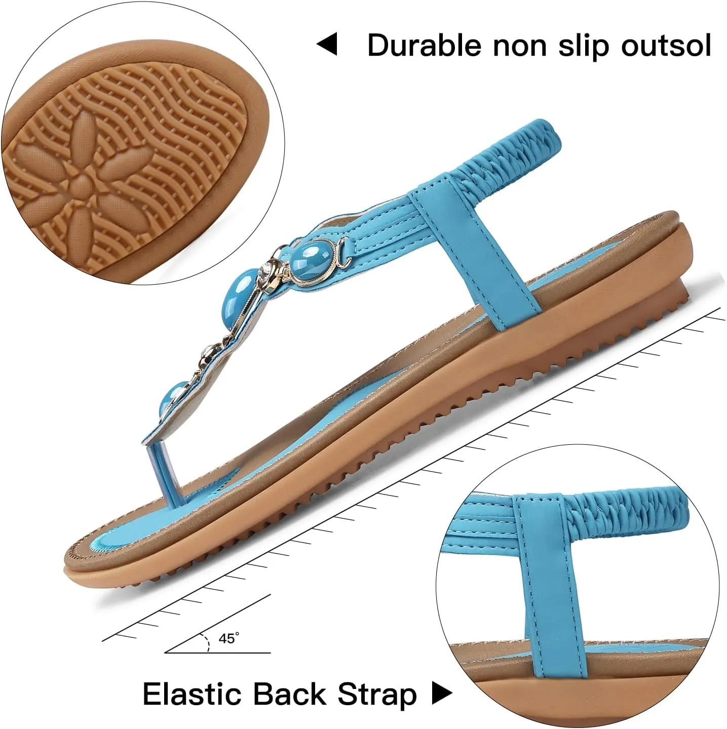 SHIBEVER Flat Sandals for Women Dressy: Summer Comfortable Dress Thong Flats Sandal