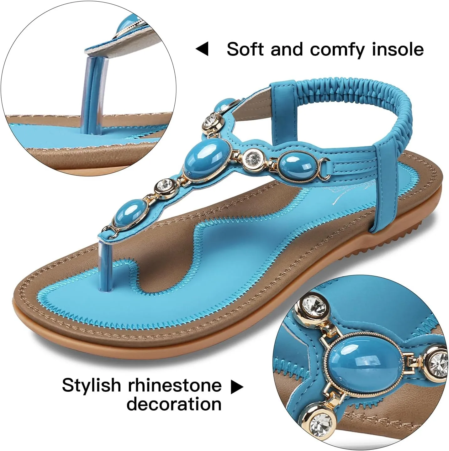 SHIBEVER Flat Sandals for Women Dressy: Summer Comfortable Dress Thong Flats Sandal