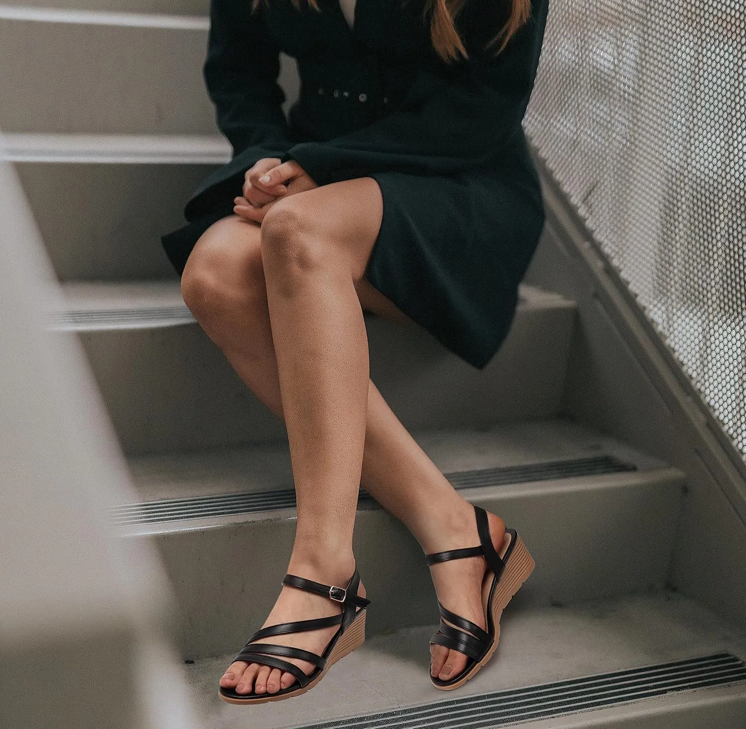 SHIBEVER Wedge Sandals for Women Dressy: Summer Low Wedges Womens Comfortable Open Toe Sandal