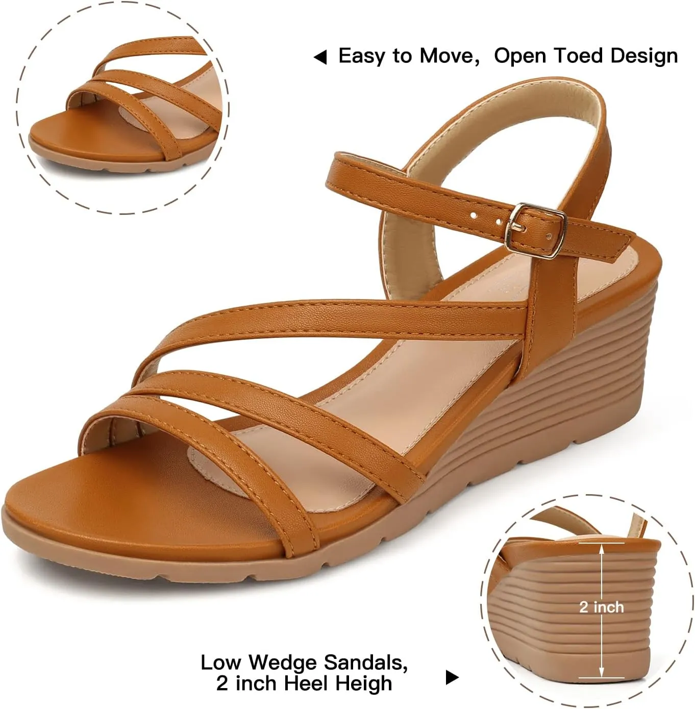 SHIBEVER Wedge Sandals for Women Dressy: Summer Low Wedges Womens Comfortable Open Toe Sandal