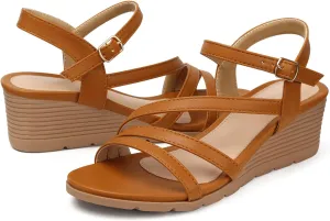 SHIBEVER Wedge Sandals for Women Dressy: Summer Low Wedges Womens Comfortable Open Toe Sandal