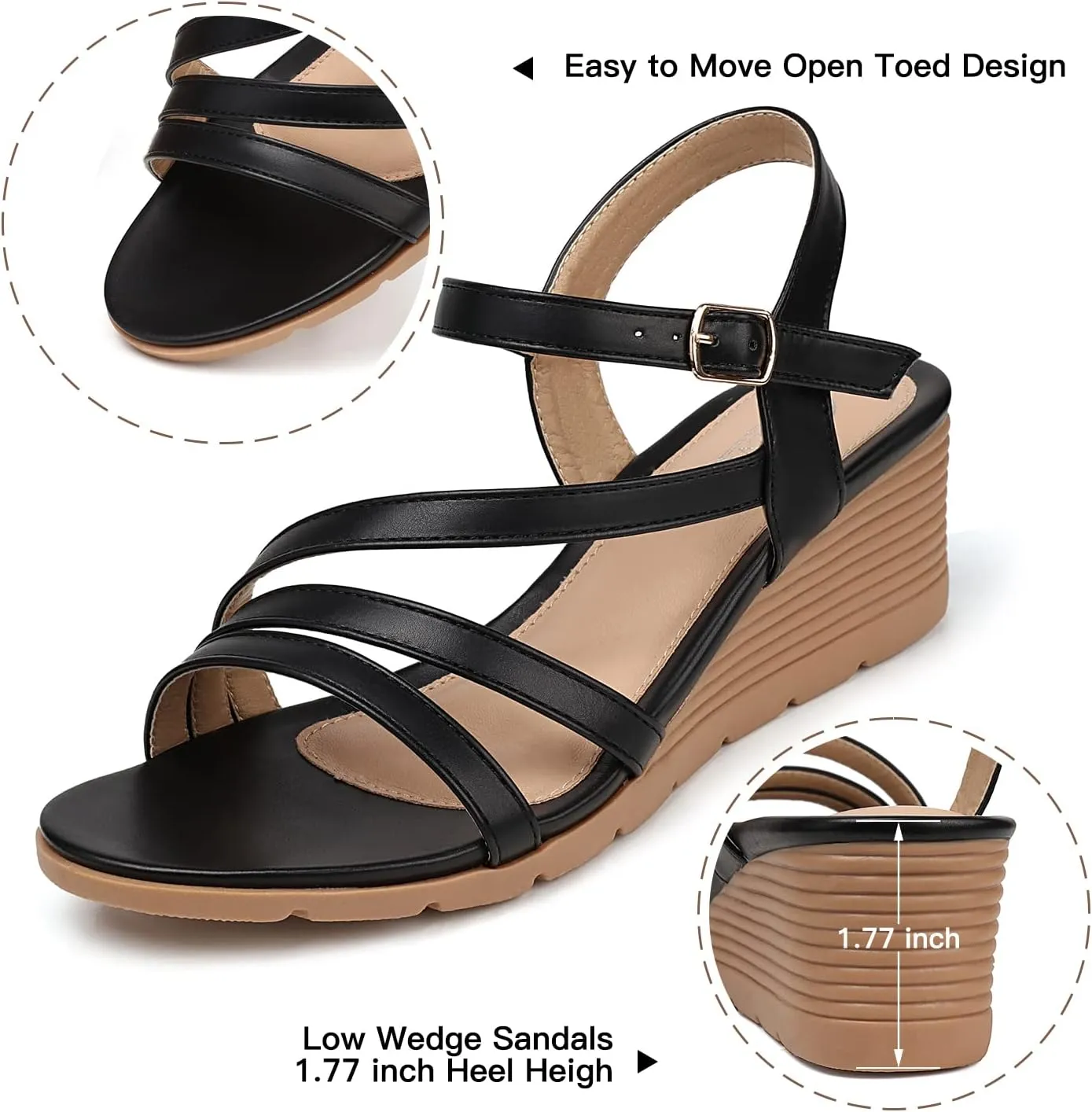 SHIBEVER Wedge Sandals for Women Dressy: Summer Low Wedges Womens Comfortable Open Toe Sandal