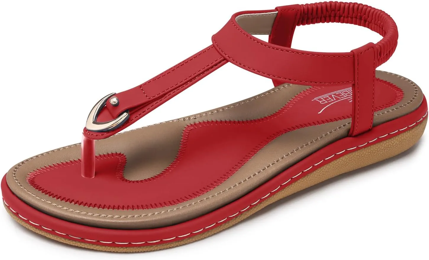 SHIBEVER Womens Sandals Summer Flat: Dressy Casual T-Strap Flip Flop Thong Flats Sandals - Comfortable Walking