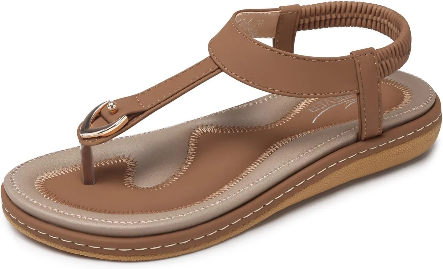 SHIBEVER Womens Sandals Summer Flat Size 10 Brown