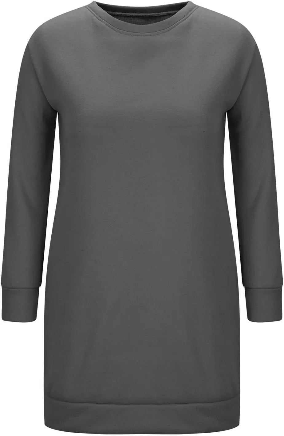 Shirt Dresses for Women 2024 Fashion Long Sleeve Sweatshirt Dress Crewneck Mini Dress with Pockets Fall Pullover Top