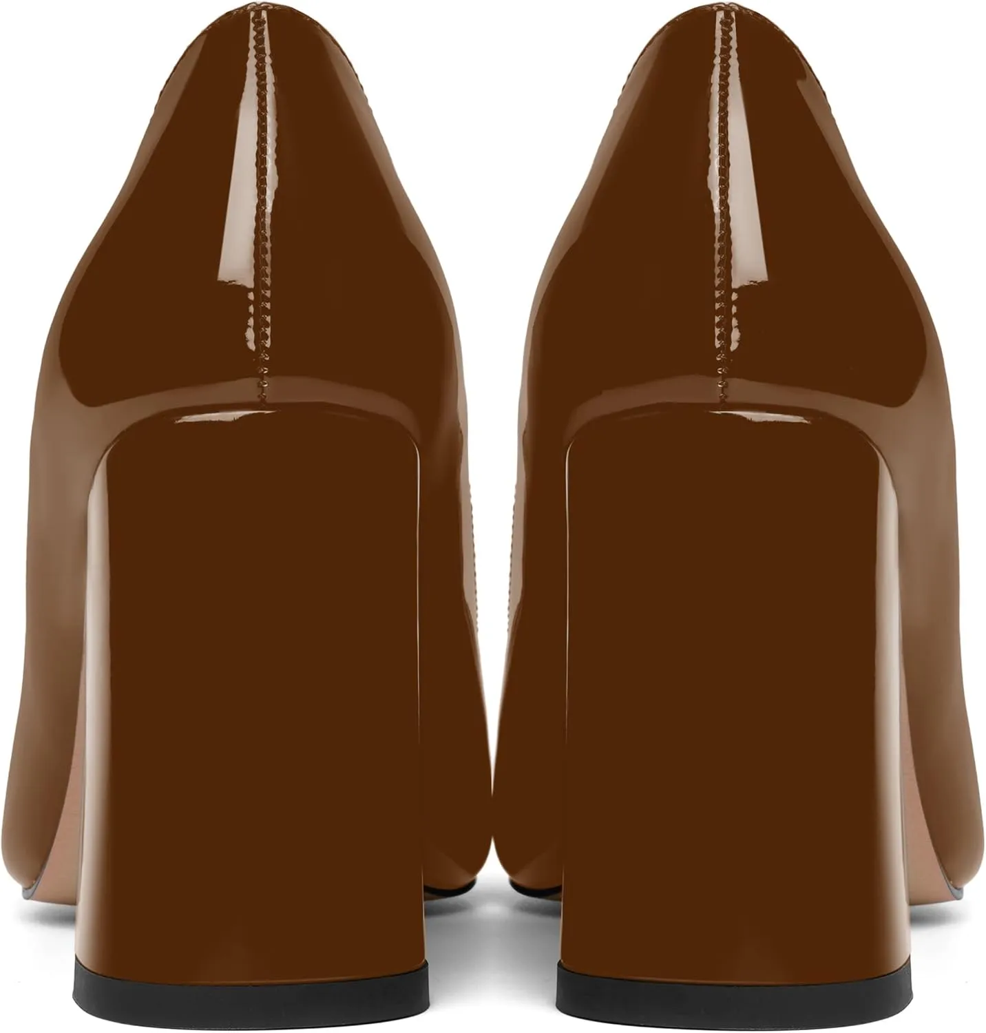 SHOWFOREST Womens Dating Pointed Toe Patent Dress Slip On Chunky High Heel Pumps Shoes 3.3 Inch