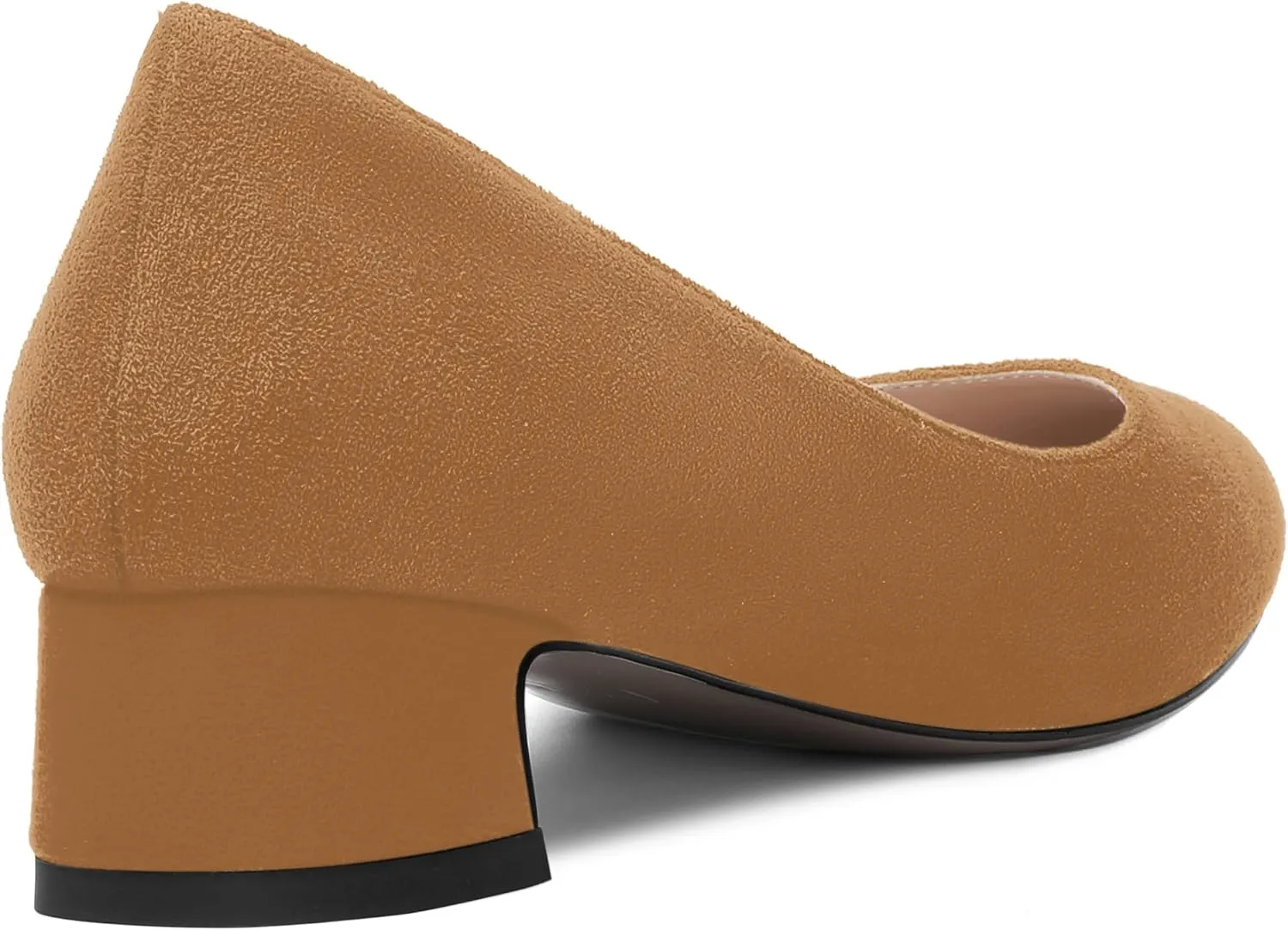 SHOWFOREST Womens Dress Solid Business Suede Round Toe Slip On Chunky Low Heel Pumps Shoes 1.5 Inch