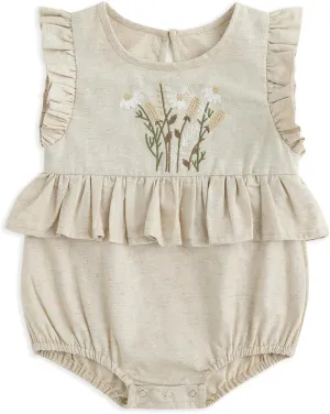 Simplee kids Newborn Infant Rompers Baby Girls Summer Ruffle Sleeveless Embroidery Bodysuit Outfits