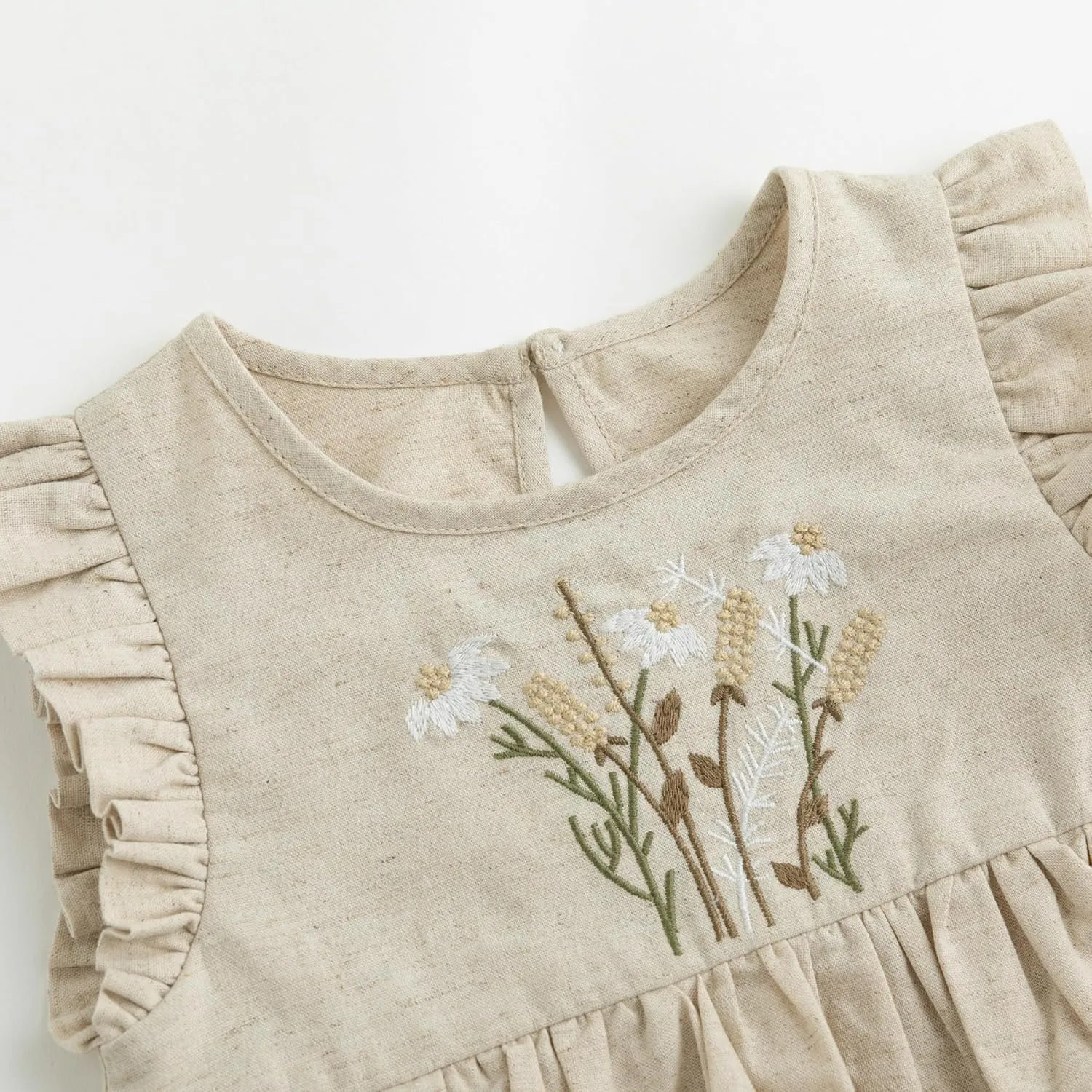Simplee kids Newborn Infant Rompers Baby Girls Summer Ruffle Sleeveless Embroidery Bodysuit Outfits
