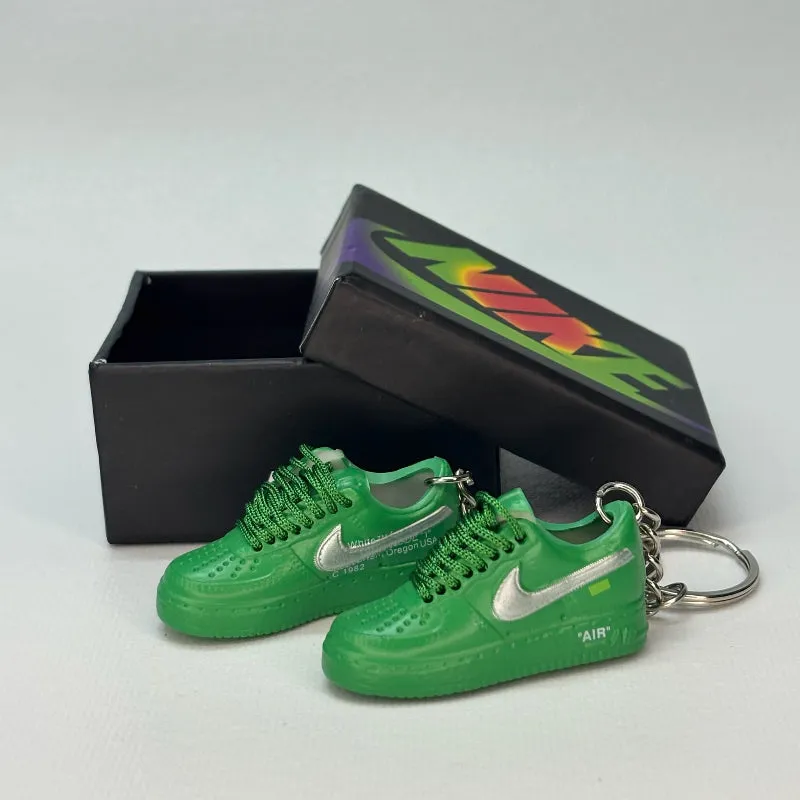 Single Sneaker Keychain - AF1 Green Off-White Low With Box