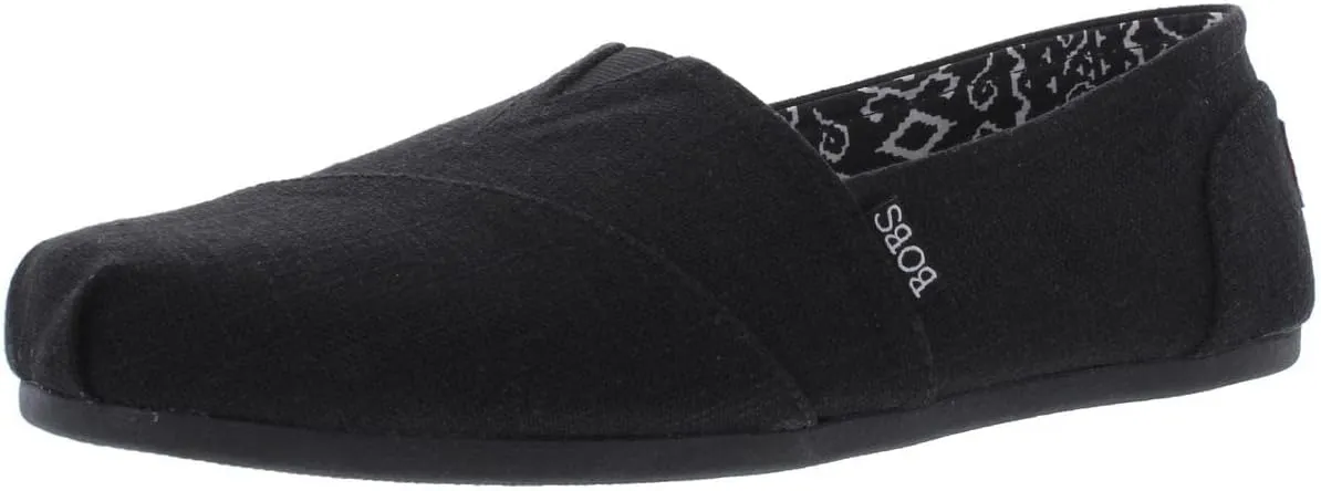 Skechers Women's Bobs Plush-Best Wishes Slip-On Flat, Black/Black, 7 W US