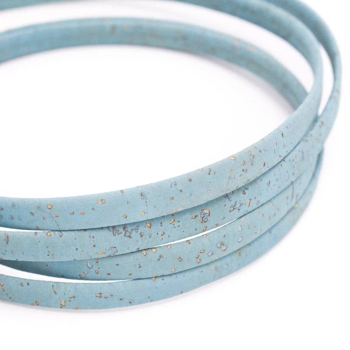Sky Blue 10mm flat cork cord COR-354(10meters)
