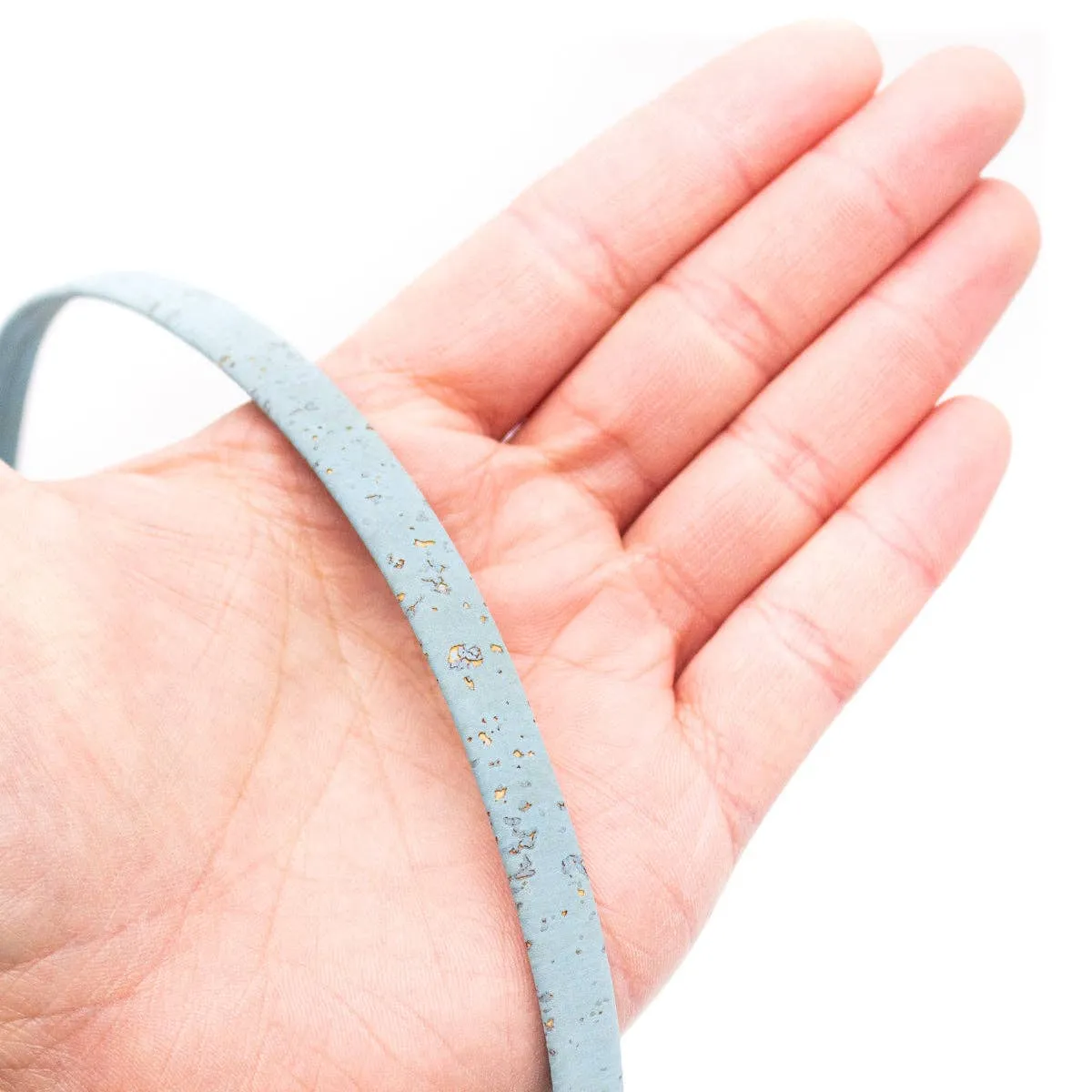 Sky Blue 10mm flat cork cord COR-354(10meters)