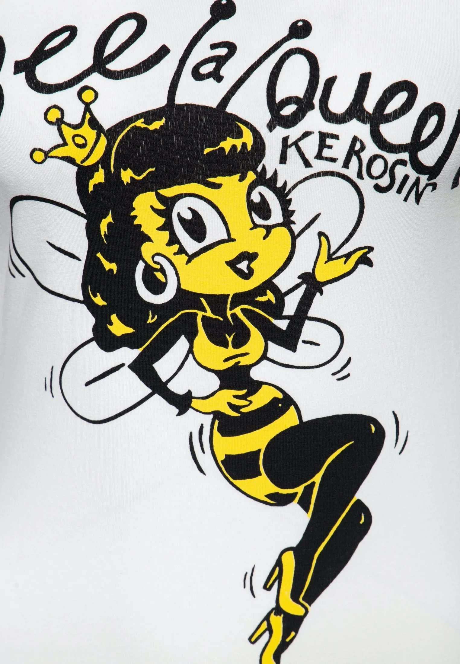 Slim Fit T-Shirt mit rundem Ausschnitt und Print «Bee a Queen»
