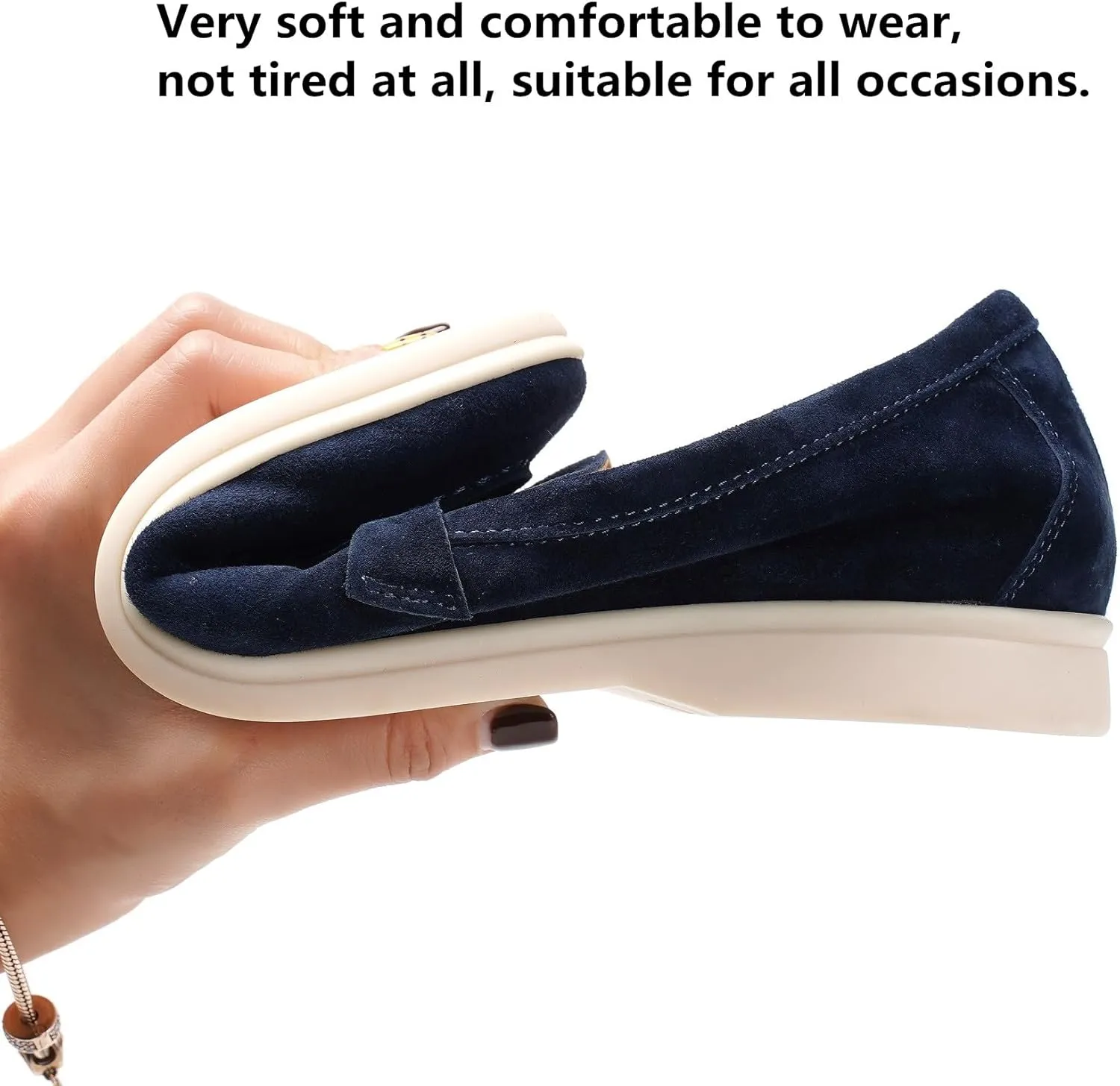 Slip-On Penny Loafers for Women, Suede Upper with Genuine Leather Lining Comfort Casual Dressy Walking Shoes
