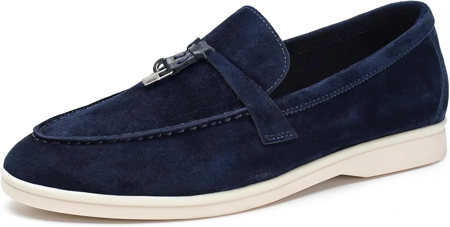 Slip-On Penny Loafers for Women, Suede Upper with Genuine Leather Lining Comfort Casual Dressy Walking Shoes