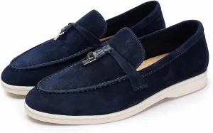 Slip-On Penny Loafers for Women, Suede Upper with Genuine Leather Lining Comfort Casual Dressy Walking Shoes