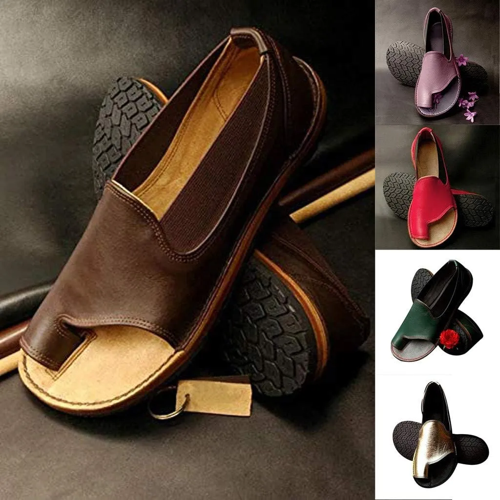 Slippers for Women Open Toe Gibobby Plus Size Holiday Flat Ankle Beach Shoes Fish Mouth Roman Loafers Sandals