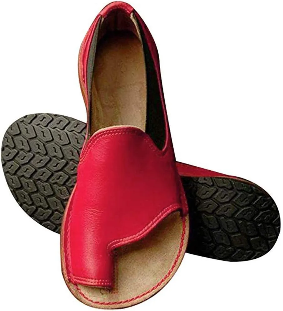 Slippers for Women Open Toe Gibobby Plus Size Holiday Flat Ankle Beach Shoes Fish Mouth Roman Loafers Sandals