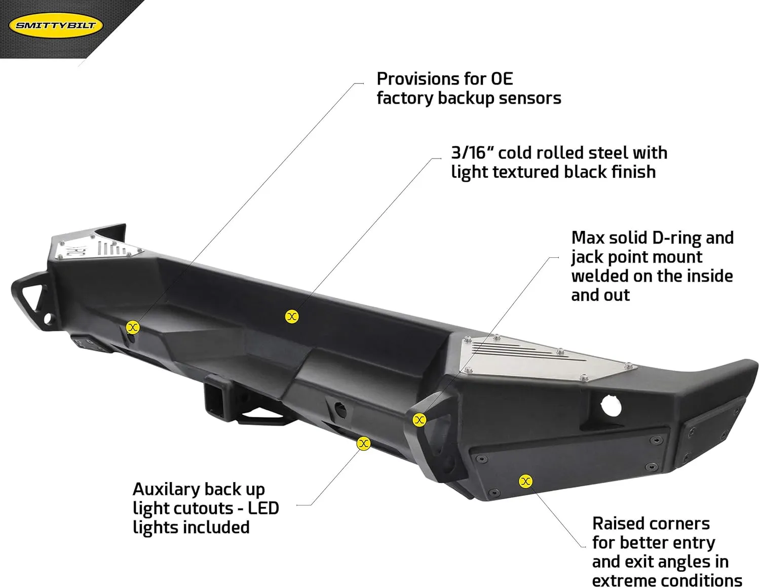 Smittybilt 77858 Gen2 XRC Rear Bumper for 2018 Jeep Wrangler JL 2/4 Door