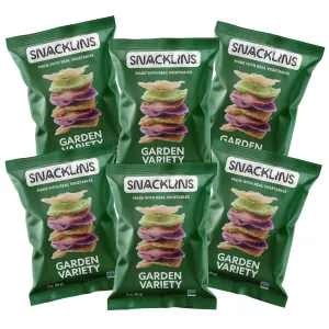 SNACKLINS Plant Based Crisps - Garden Variety - Vegan Healthy Snacks - Gluten Free, Grain Free, Plant Based Crisps, 100% Kosher For Passover, Low Calorie - No Added Sugar, Crunchy, Puffed Snack - 3oz Bag (Case Of 6)