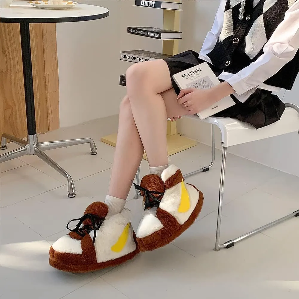 Sneaker Slippers Non Slip Sole Indoor House Plush Slippers Unisex Indoor Floor Cotton Shoes