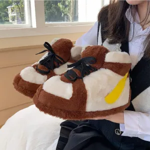 Sneaker Slippers Non Slip Sole Indoor House Plush Slippers Unisex Indoor Floor Cotton Shoes