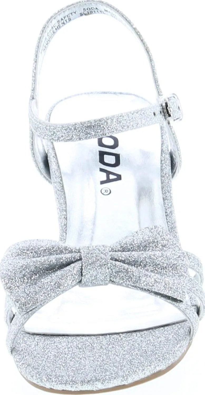 Soda Girly-2 Children's Girl's Open Toe Slingback Block High Heel Sandals