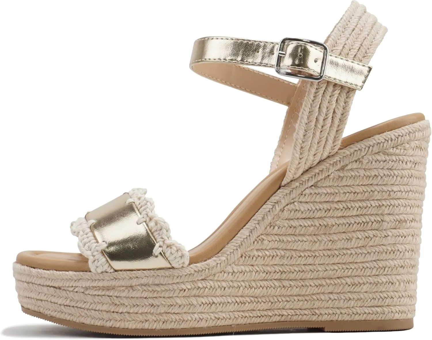 Soda “Virtual” ~ Women Square Toe Woven Single Band Espadrille Wedge Sandal with Adjustable Ankle Strap