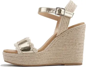 Soda “Virtual” ~ Women Square Toe Woven Single Band Espadrille Wedge Sandal with Adjustable Ankle Strap