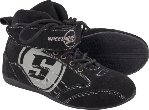 Speedway Motors Viper Mid-Top SFI 3.3/5 Racing Shoes, Size 6.5: Leather & FRC, Soft Compound Performance Sole, Reinforced Eyelets, Double Stitched, Hook-and-Loop Closure, Black with Gray Logo