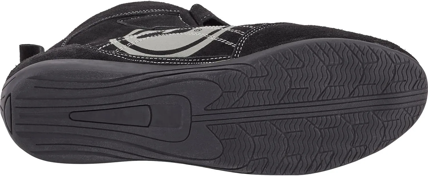 Speedway Motors Viper Mid-Top SFI 3.3/5 Racing Shoes, Size 6.5: Leather & FRC, Soft Compound Performance Sole, Reinforced Eyelets, Double Stitched, Hook-and-Loop Closure, Black with Gray Logo