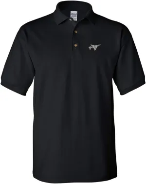 Speedy Pros Polo Shirt F-4 Phantom Silver Embroidery Design Cotton Golf Shirt for Men Black X Large Design Only