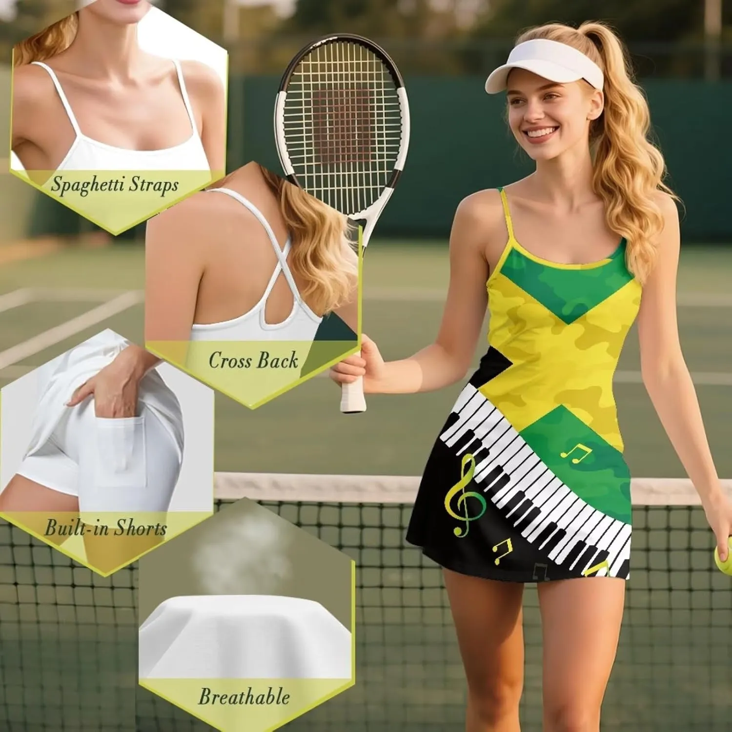Sports Dress for Women Athletic Tennis Golf Dress with Built-in Shorts Perfect for Golf, Tennis, Gym