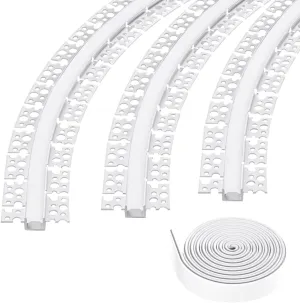 Spotless Plaster in Recessed Flexible Drywall LED Channel Fully Bendable LED Aluminum Profile Track for Custom LED Strip Lighting Solutions, 3.28ft x 3 Pcs (P5615 Inside width 12.5mm/0.5""), Silver