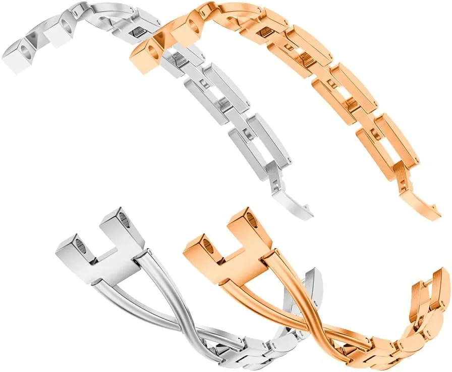 Stainless Steel Straps Compatible with Lily Smartwatch Replacement Band X-style Dressy Accessories Wristband for Women