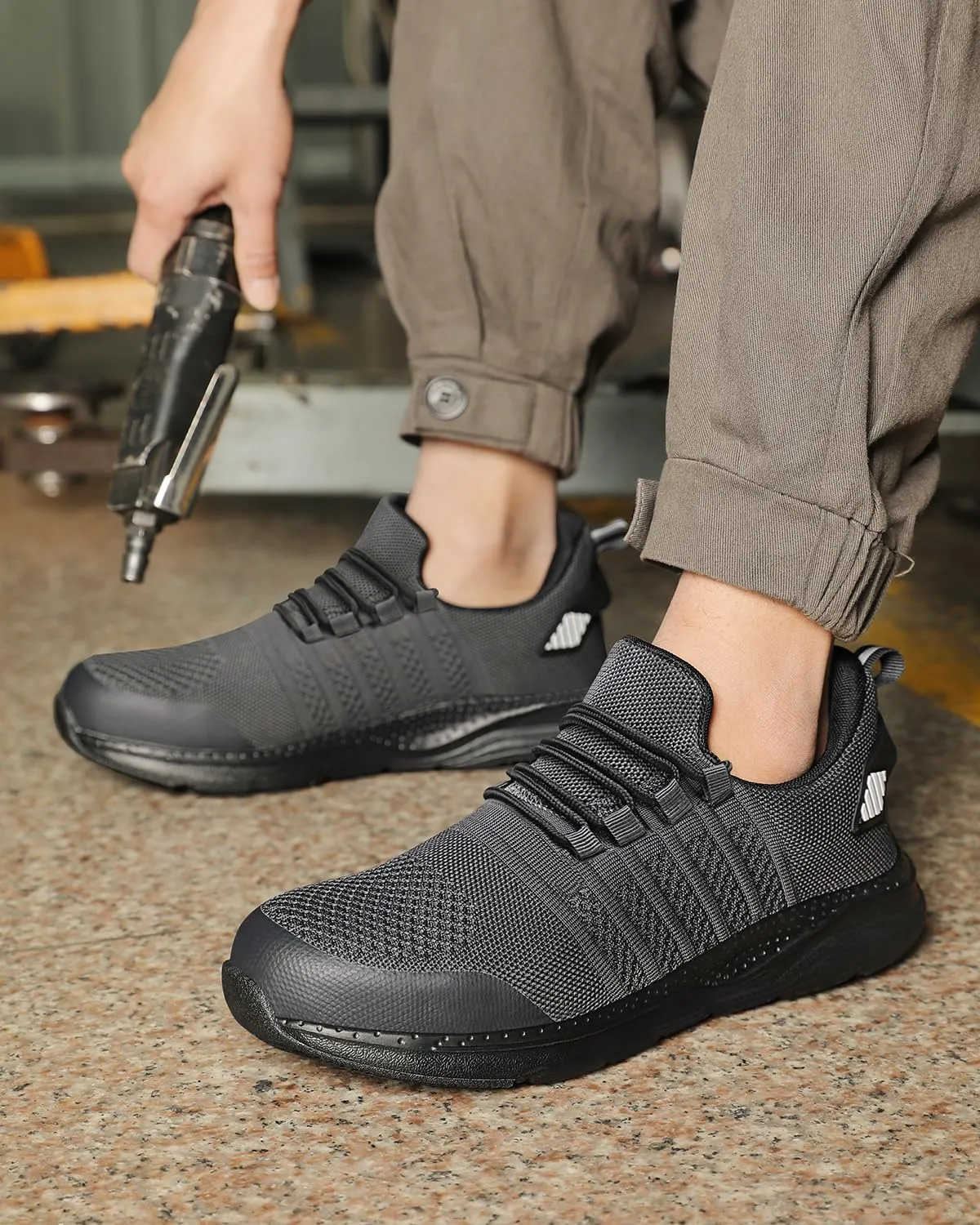 Steel Toe Shoes for Men Safety Puncture Proof Comfy Work Sneakers Lightweight Breathable Non-Slip Construction Shoes
