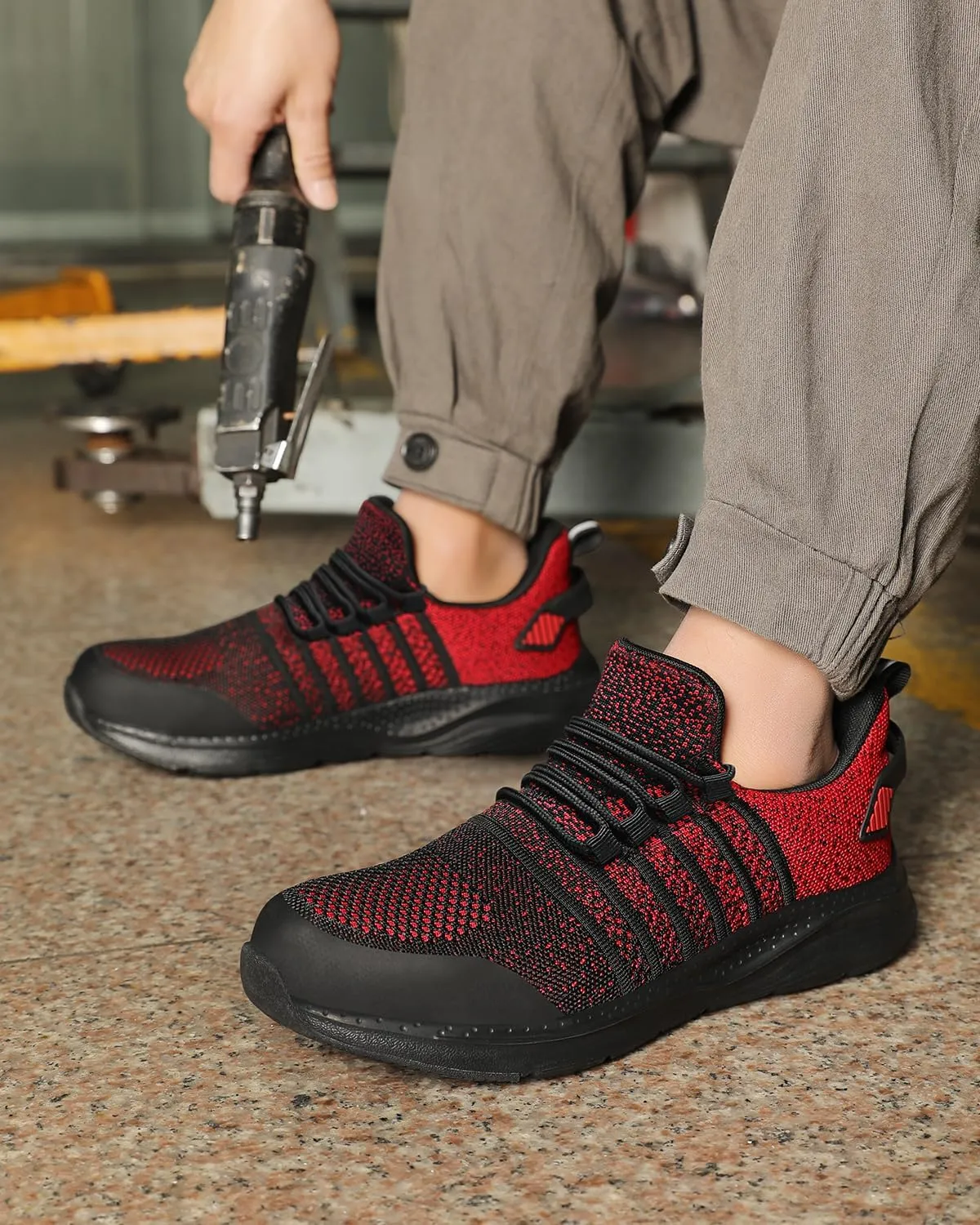 Steel Toe Shoes for Men Safety Puncture Proof Comfy Work Sneakers Lightweight Breathable Non-Slip Construction Shoes