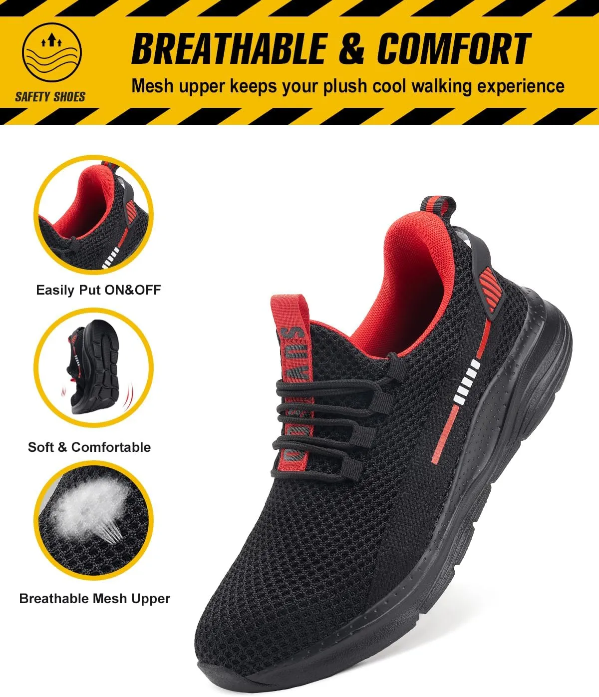 Steel Toe Shoes for Men Women Indestructible Puncture Proof Safety Work Shoes Comfortable Slip Resistant Sneakers Airy for Construction